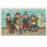 n°16147 - Hartelijk Gelukwensch - Enfants assis sur un mur et jouant de la musique