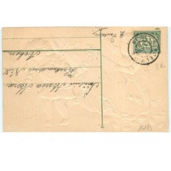 n°16173 - Carte Gaufrée - Prosit Neujahr - Enfants autour d'un sac rempli de pièces d'or