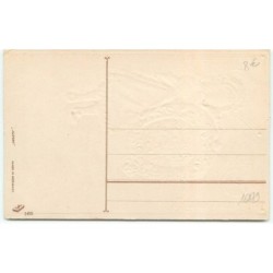 n°16179 - Carte Gaufrée - Herzlichen Glückwunsch zum neuen Jahre - Fillette avec un fer à cheval en fleurs