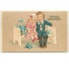 n°16194 - Flatscher - Vroolijk Kerstfeest - Enfants assis sur un banc