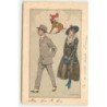 n°16211 - Bianchi - Couple se promenant, avec un cavalier tombant au fond