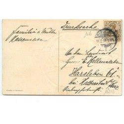 n°16233 - Carte Gaufrée - Enfant près d'un cor de chasse et tenant une lettre - poste - champignon