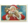 n°16268 - Carte Gaufrée - Merry Christmas - Père Noël portant une hotte remplie de cadeaux