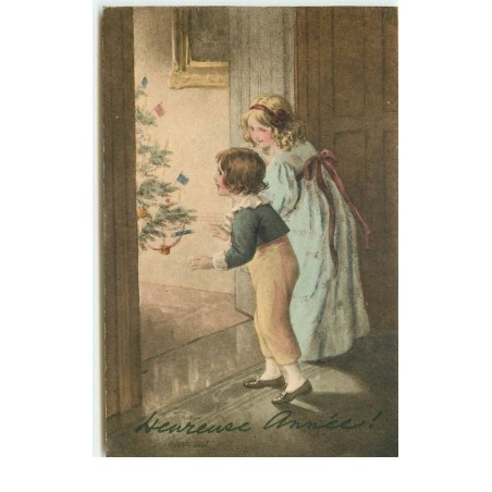 n°16285 - Heureuse Année - Enfant regardant un sapin