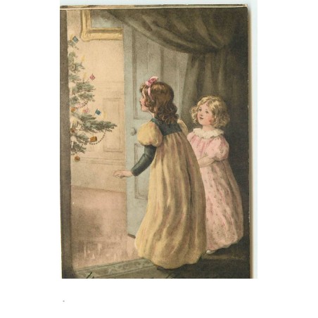 n°16288 - Heureuse Année - Deux fillettes admirant un sapin
