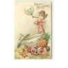 n°10580 - Carte Gaufrée - Prosit Neujahr - Ange - lune