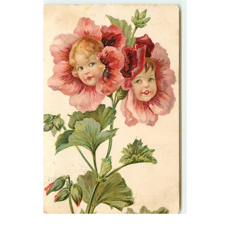 n°16299 - Surréalisme - Portraits d'enfants dans des fleurs