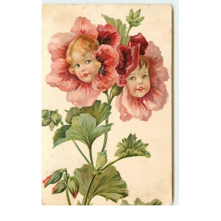 n°16299 - Surréalisme - Portraits d'enfants dans des fleurs