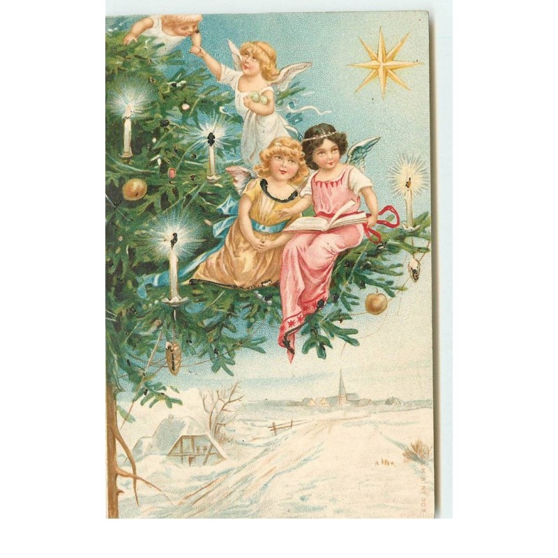 n°16335 - A & MB n°509 - Anges décorant un sapin