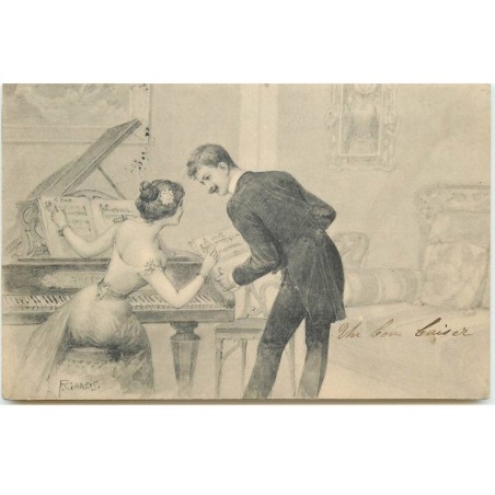 n°16358 - F. Gareis - Un couple, l'homme chantant, la femme jouant du piano