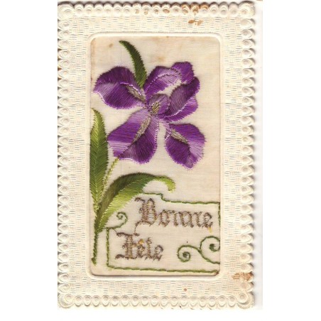 n°16402 - Carte Brodée - Bonne Fête - Iris