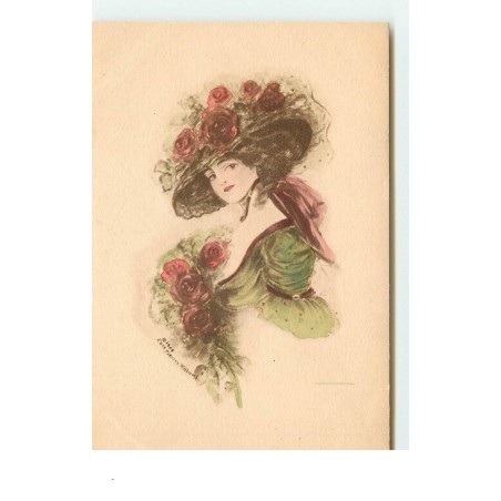 n°16415 - Edith Parsons Williams - Jeune femme avec des roses