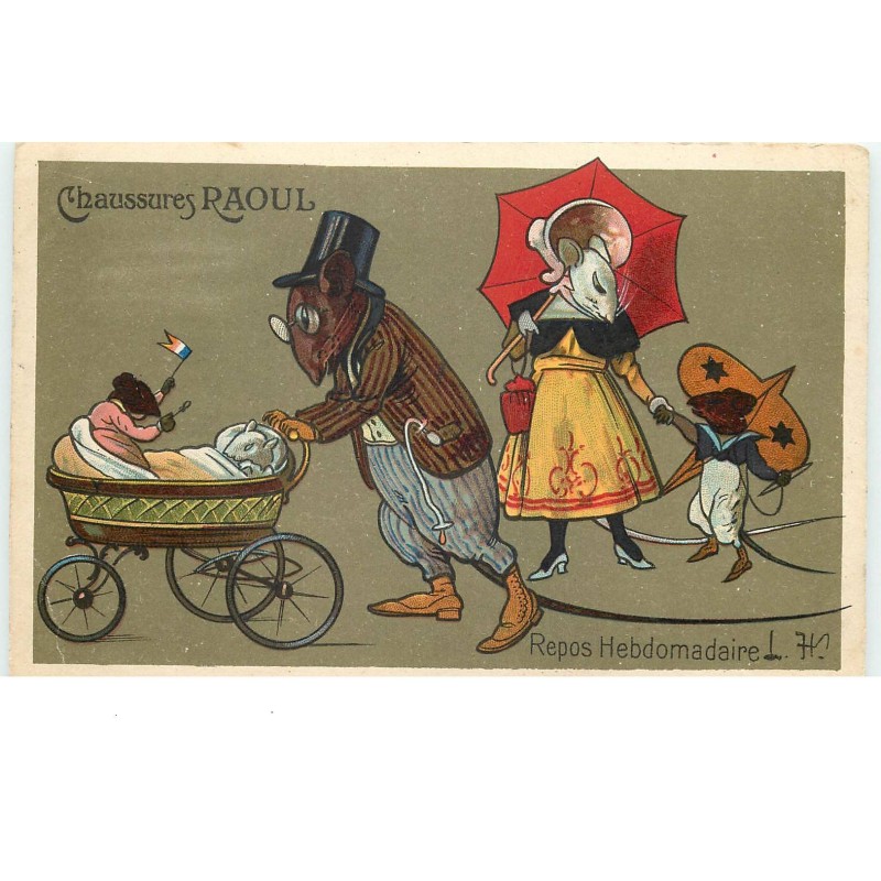 n°16416 - Publicite - Chaussures Raoul - Repos Hebdomadaire - Souris habillées