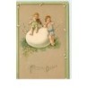 n°16417 - Carte Gaufrée - Fröhliche Ostern - Anges jouant de la musique près d'un oeuf