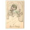n°16430 - Bonne Année - Art Nouveau - Jeune femme