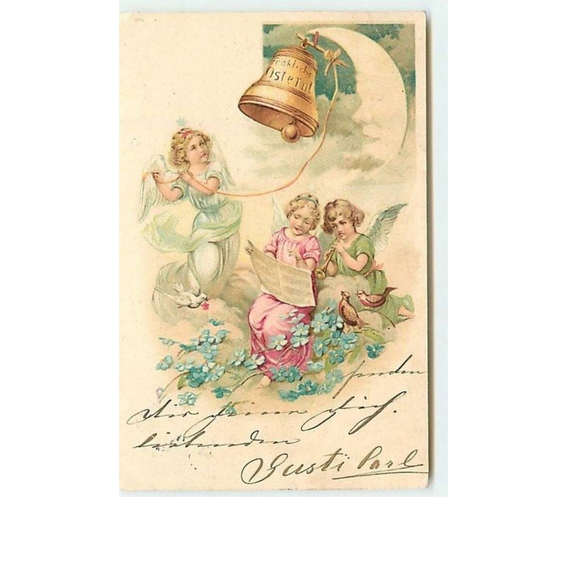 n°10589 - Fröhliche Ostern - Ange faisant sonner une cloche