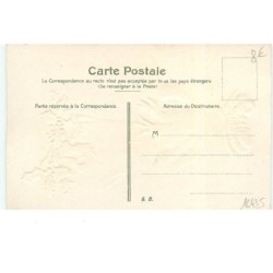n°16435 - Carte Gaufrée - Heureuse Année - Jeune femme en bleu se réchauffant les mains dans un manchon
