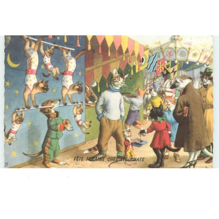 n°16438 - Fête foraine chez les chats - chat - teckel