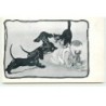 n°16451 - X. Sager - Deux teckels et un chat jouant avec un bébé - Dackel