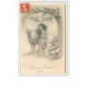 n°1646 - Bonne  Année - Fillette avec une biche