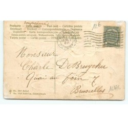 n°16476 - Carte Gaufrée - Joyeux Noël - Anges apportant des pommes, un cadeau et un sapin