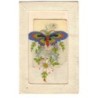 n°16501 - Carte Brodée - Papillon avec des fleurs