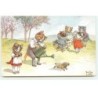n°16515 - A. Thiele - Chats habillés, un arrossant un chien, les autres faisant une ronde