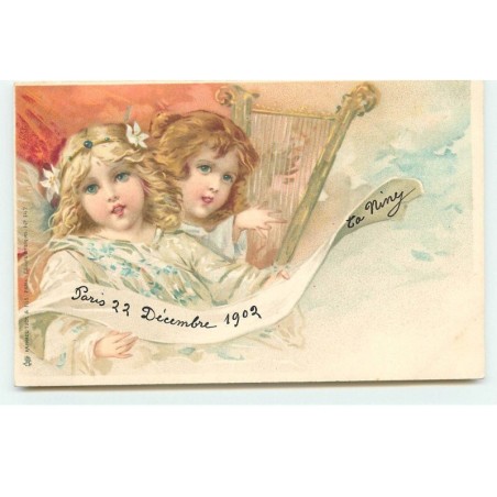 n°16542 - Raphael Tuck - Anges jouant de la lyre et chantant