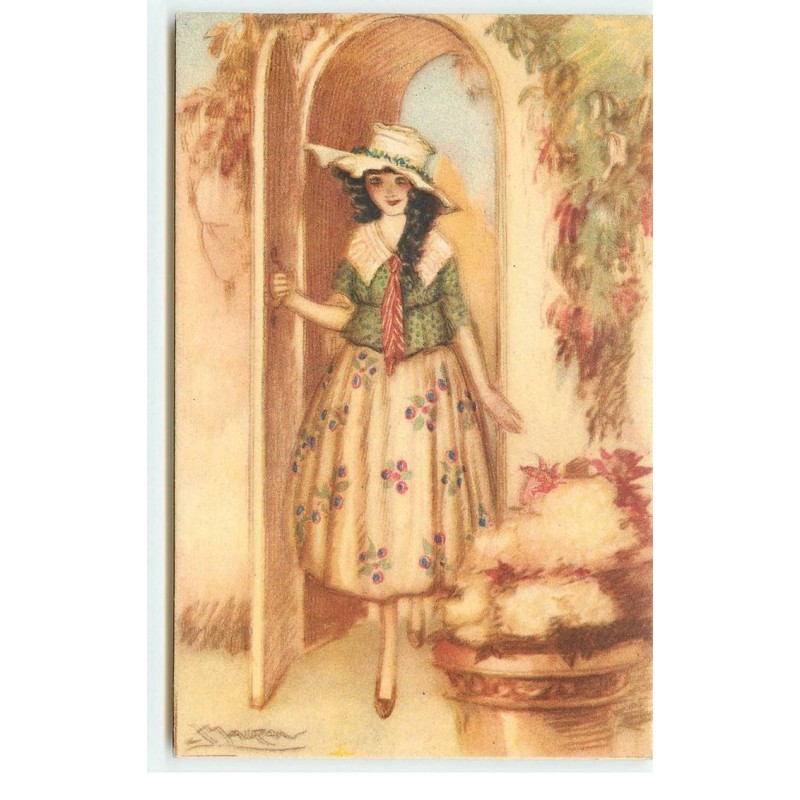 n°16554 - MAuzan n°248-2 - Jeune femme avec une robe fleurie