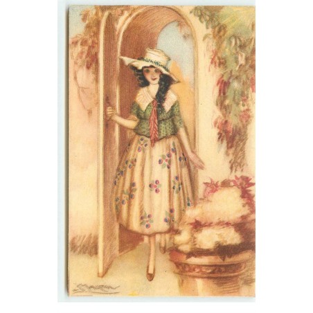 n°16554 - MAuzan n°248-2 - Jeune femme avec une robe fleurie