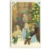 n°16566 - Carte Gaufrée - Christmas Greetings - Famille autour d'un sapin