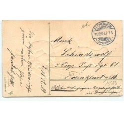 n°16573 - Carte Gaufrée - Prosit Neujahr - Femme portant un cochon dans les bras