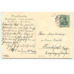 n°16574 - Carte Gaufrée - Garçons apportant des portes bonheur - Pièces d'Or