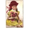 n°16607 - Bonnet Sainte-Catherine - Fillette portant un chapeau en velour
