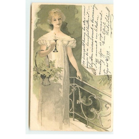 n°16619 - Jeune Femme avec une bougie