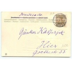 n°16633 - Carte Gaufrée - Style Caspari - Fillette offrant un chocolat chaud à un bonhomme de neige