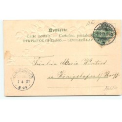 n°16637 - Carte Gaufrée - Fröhliche Ostern - Deux têtes anges