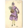 n°1666 - Femme en manteau violet - signée de Juine