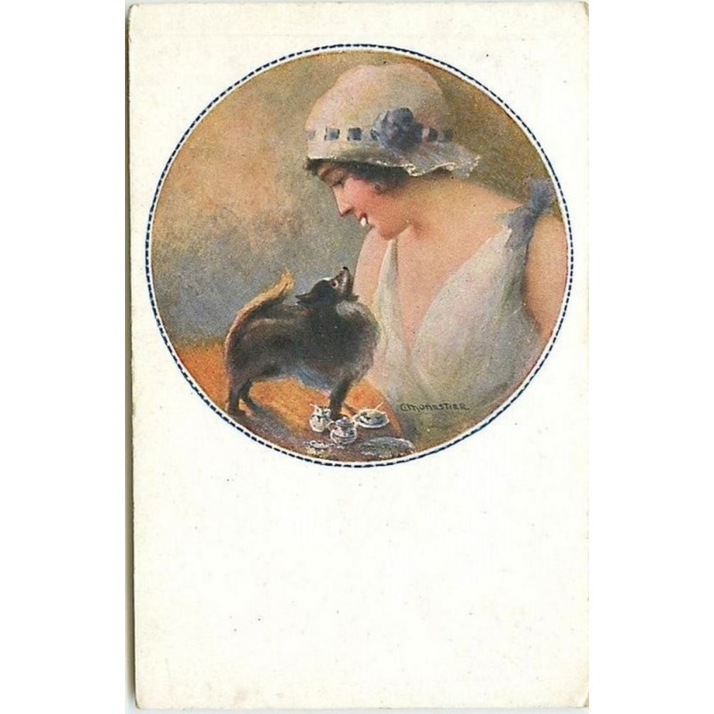 n°1667 - Femme avec son chien -  C. Monestier