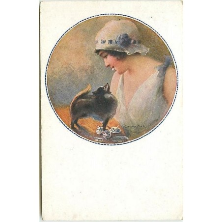 n°1667 - Femme avec son chien -  C. Monestier