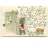 n°10612 - Carte Fantaisie Gaufrée - Père Noël tirant une luge - cachet Pension Victoria Bad Nauheim  Hessen