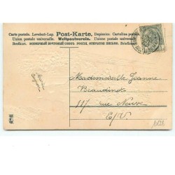 n°10628 - Carte Fantaisie Gaufrée - Bonne et Heureuse Année 1908 - Train