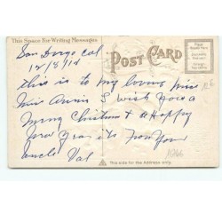 n°16746 - Carte Gaufrée - Hearty Christmas Wisches - Père Noël devant les chaussettes devant la cheminée