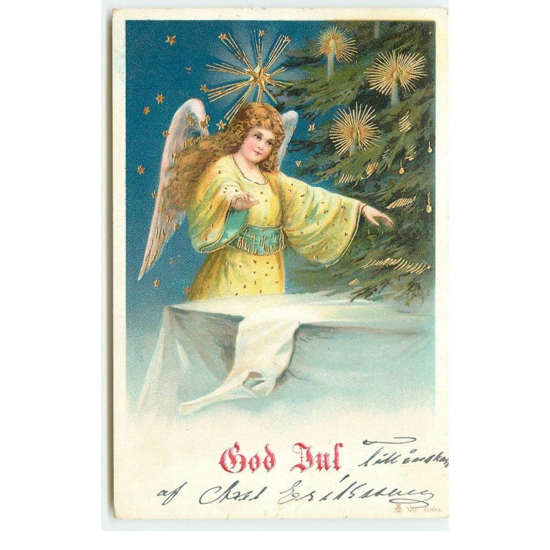 n°16863 - God Jul - Ange gardien près d'un sapin
