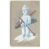 n°16869 - Sretna nova godina - Bonhomme de neige portant des skis