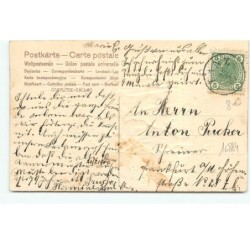 n°16884 - Carte Gaufrée - Fröhliche Ostern - Garçon donnant de l'herbe à un mouton
