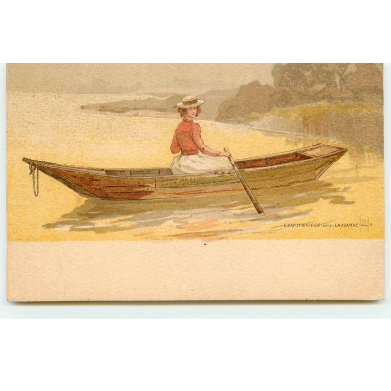 n°16886 - Femme dans une barque - F. Payot Lausanne