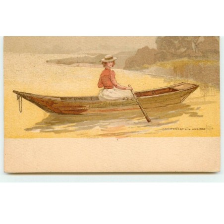 n°16886 - Femme dans une barque - F. Payot Lausanne