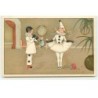 n°16889 - Pierrot jouant de la flûte pour que Colombine danse