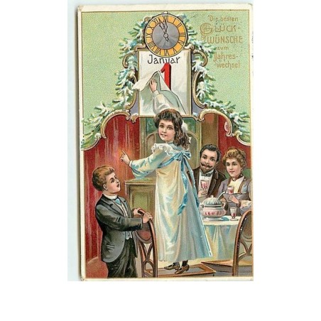 n°10636 - Carte Fantaisie Gaufrée - Glückliches Neujahr - Fillette - 1 Jan